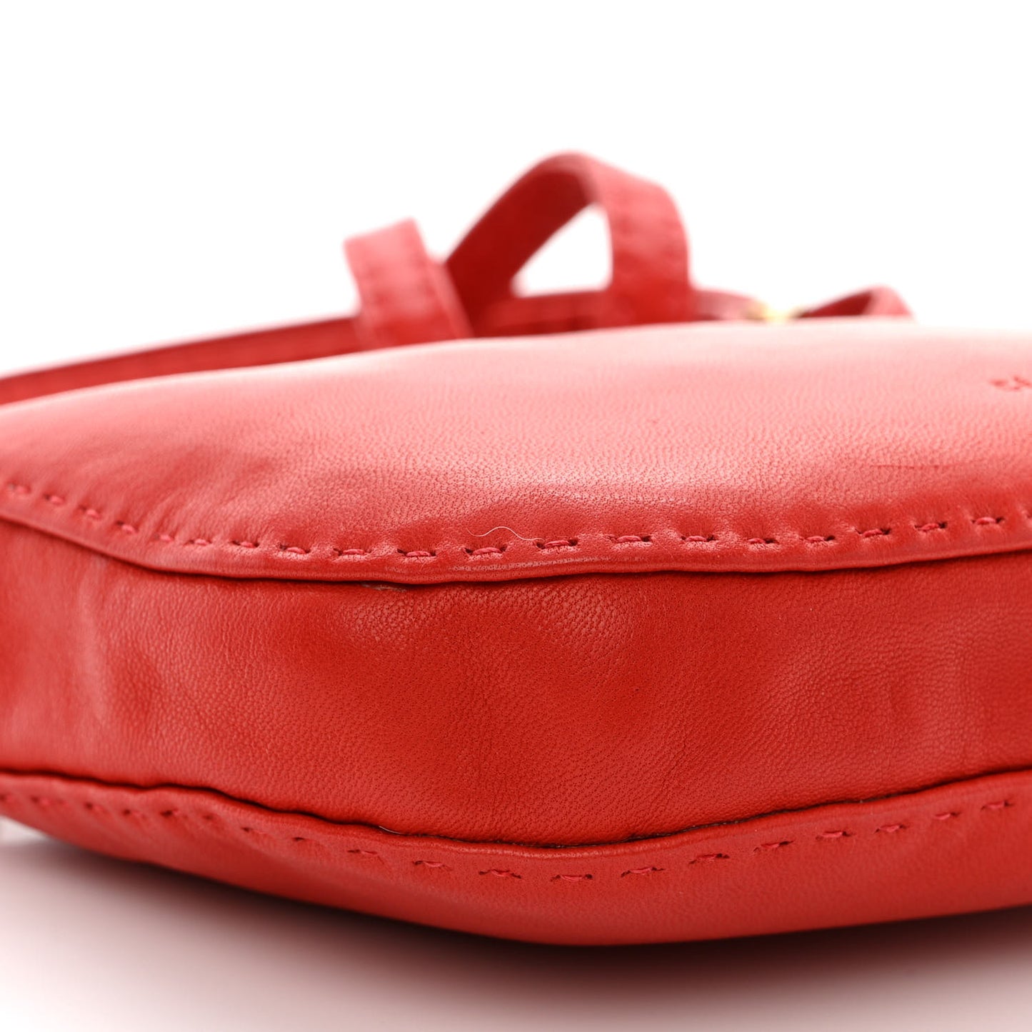 Soft Lambskin Mini Croissant Pouch Crossbody Bag Alizarin