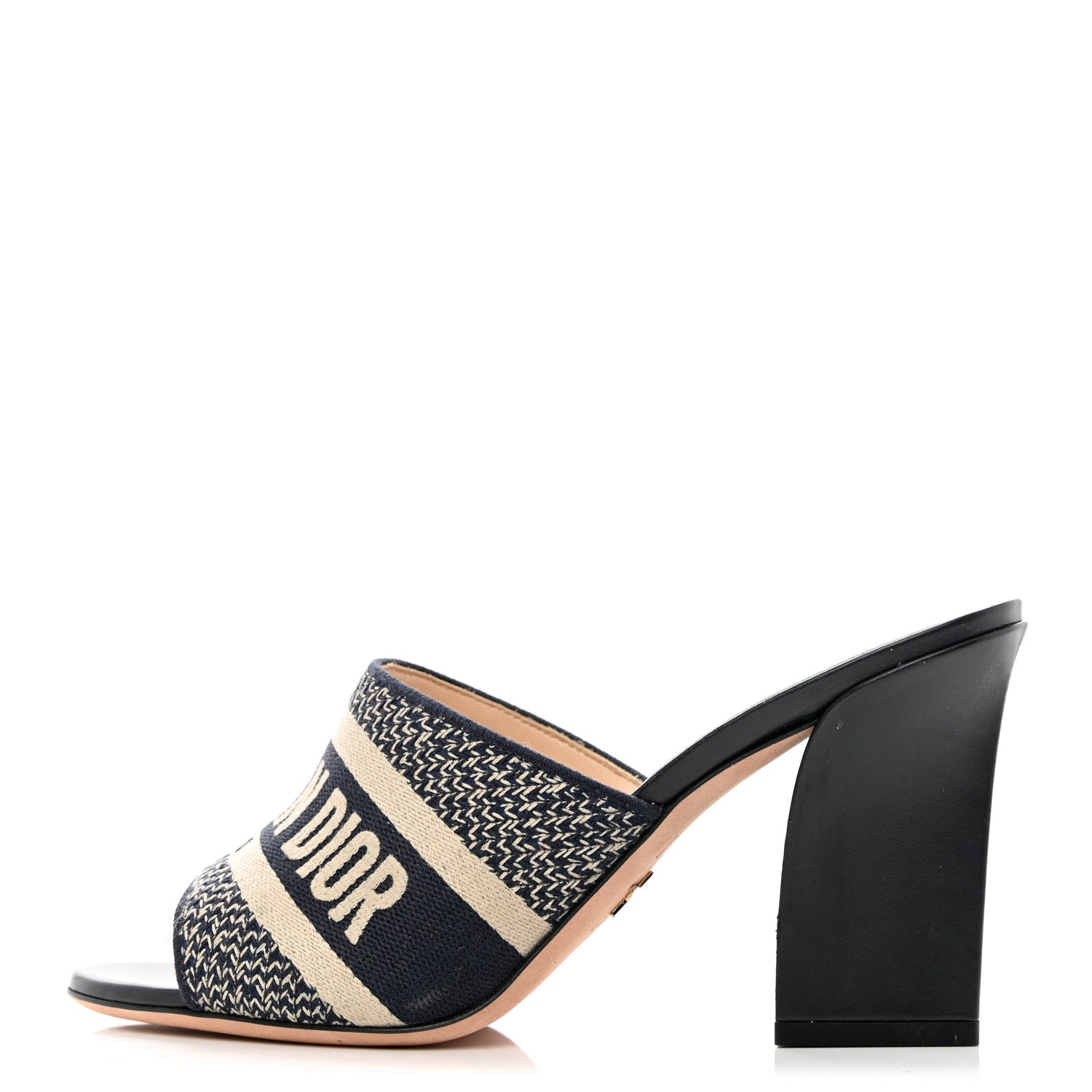 Christian Dior Cotton Embroidered Dway 85mm Slide Sandals 38 Deep Blue 1 of 8