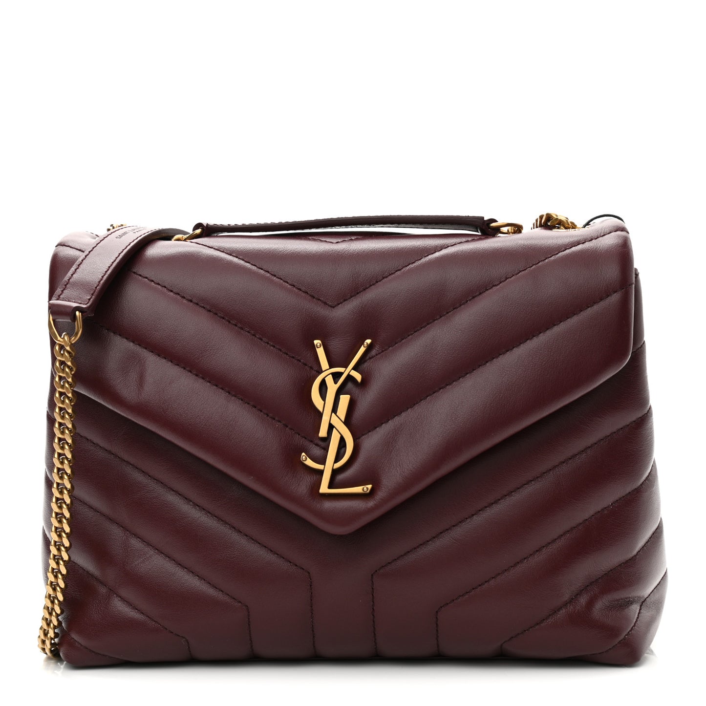 Calfskin Y Quilted Monogram Small Loulou Chain Satchel Dark Legion Red