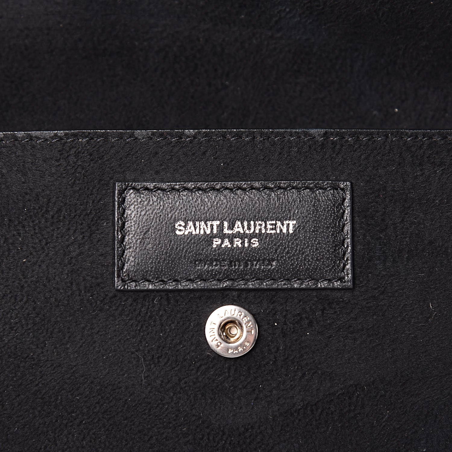 Saint Laurent Canvas Calfskin Teddy Drawstring Shopping Tote White Black 8 of 13