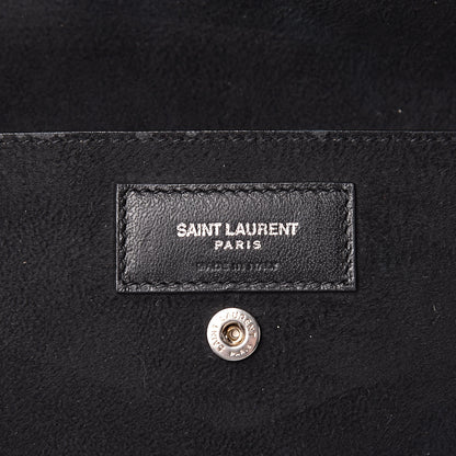Saint Laurent Canvas Calfskin Teddy Drawstring Shopping Tote White Black 8 of 13