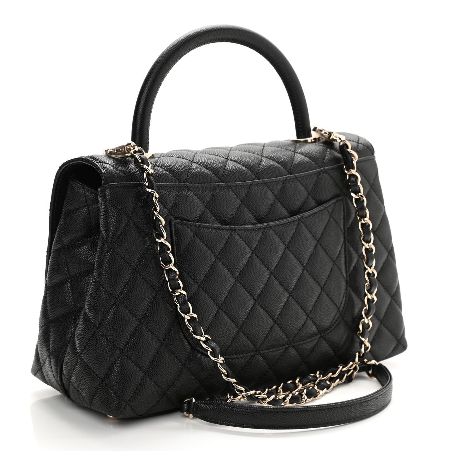 Caviar Quilted Small Coco Handle Flap Black