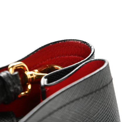 Prada Saffiano Cuir Medium Double Bag Black Fuoco 14 of 14