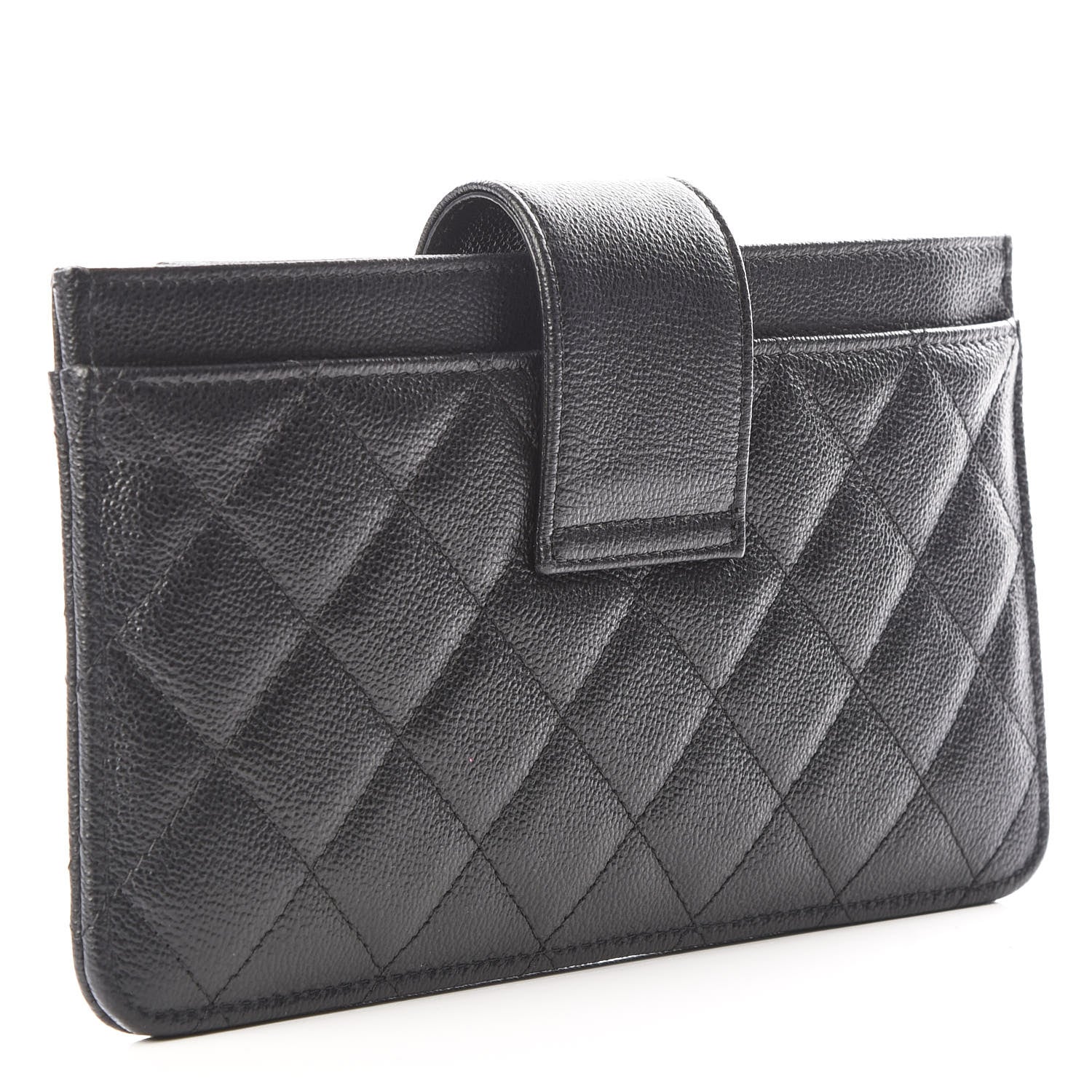 Chanel Caviar Quilted CC Box Strap Pouch Black 2 of 11