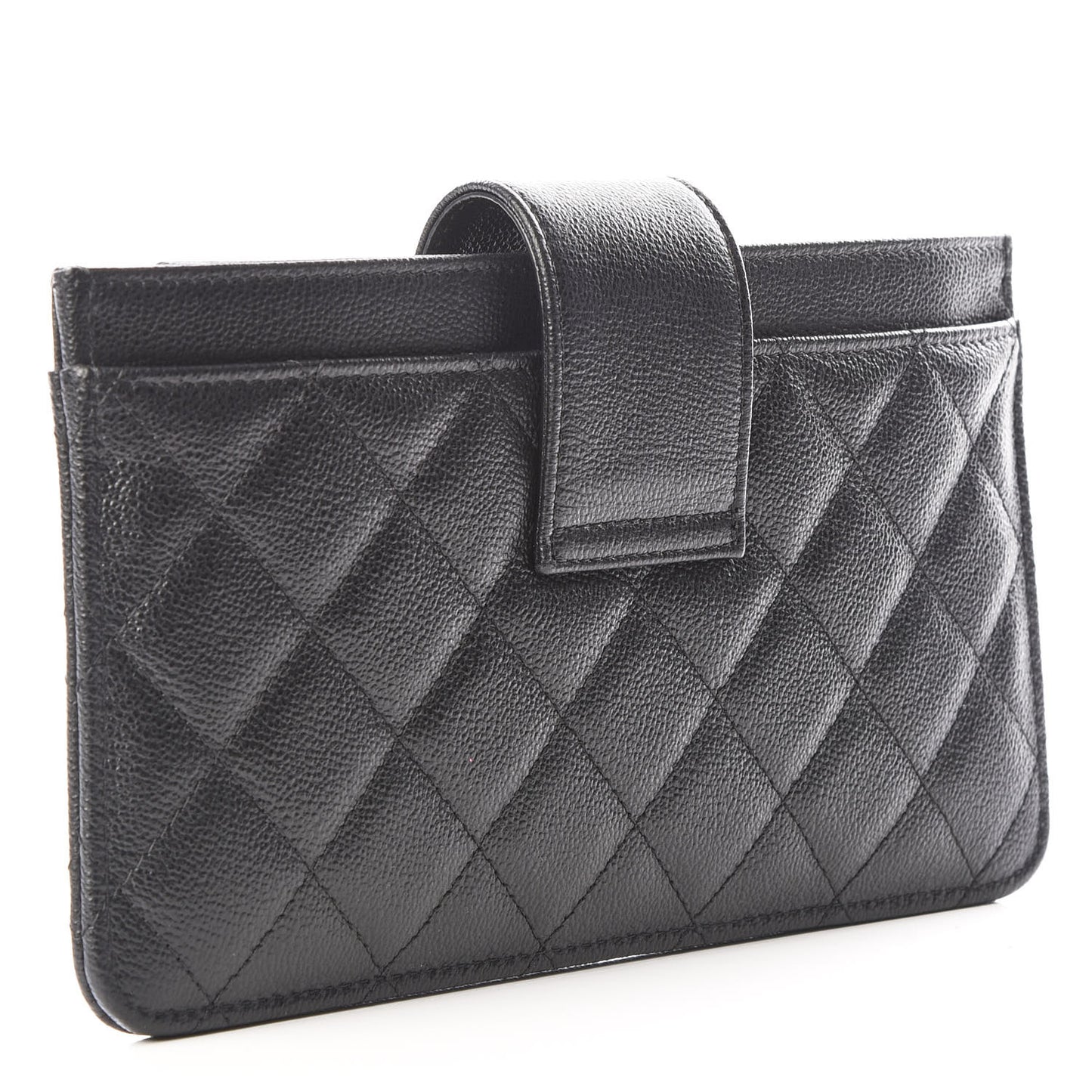 Caviar Quilted CC Box Strap Pouch Black