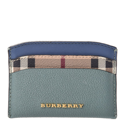 Burberry Soft Grain Calfskin Haymarket Check Izzy Card Case Celadon Blue 1 of 7