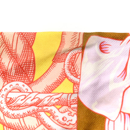 Hermes Silk Cavalleria D'Etriers Twilly Ocre Rose Vif Vert 6 of 6