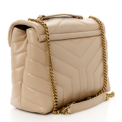 Saint Laurent Calfskin Y Quilted Monogram Small Loulou Chain Satchel Dark Beige 3 of 11
