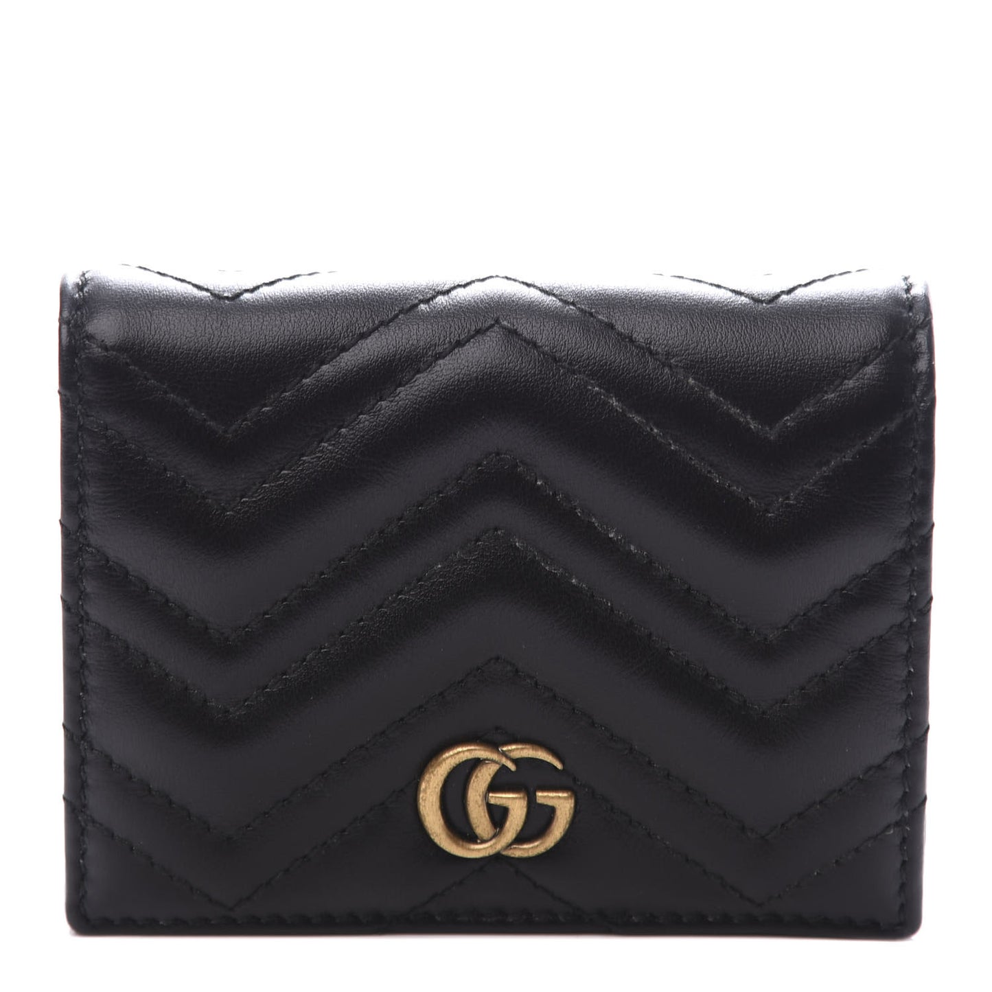 Calfskin Matelasse GG Marmont Card Case Wallet Black