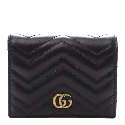 Gucci Calfskin Matelasse GG Marmont Card Case Wallet Black 1 of 8