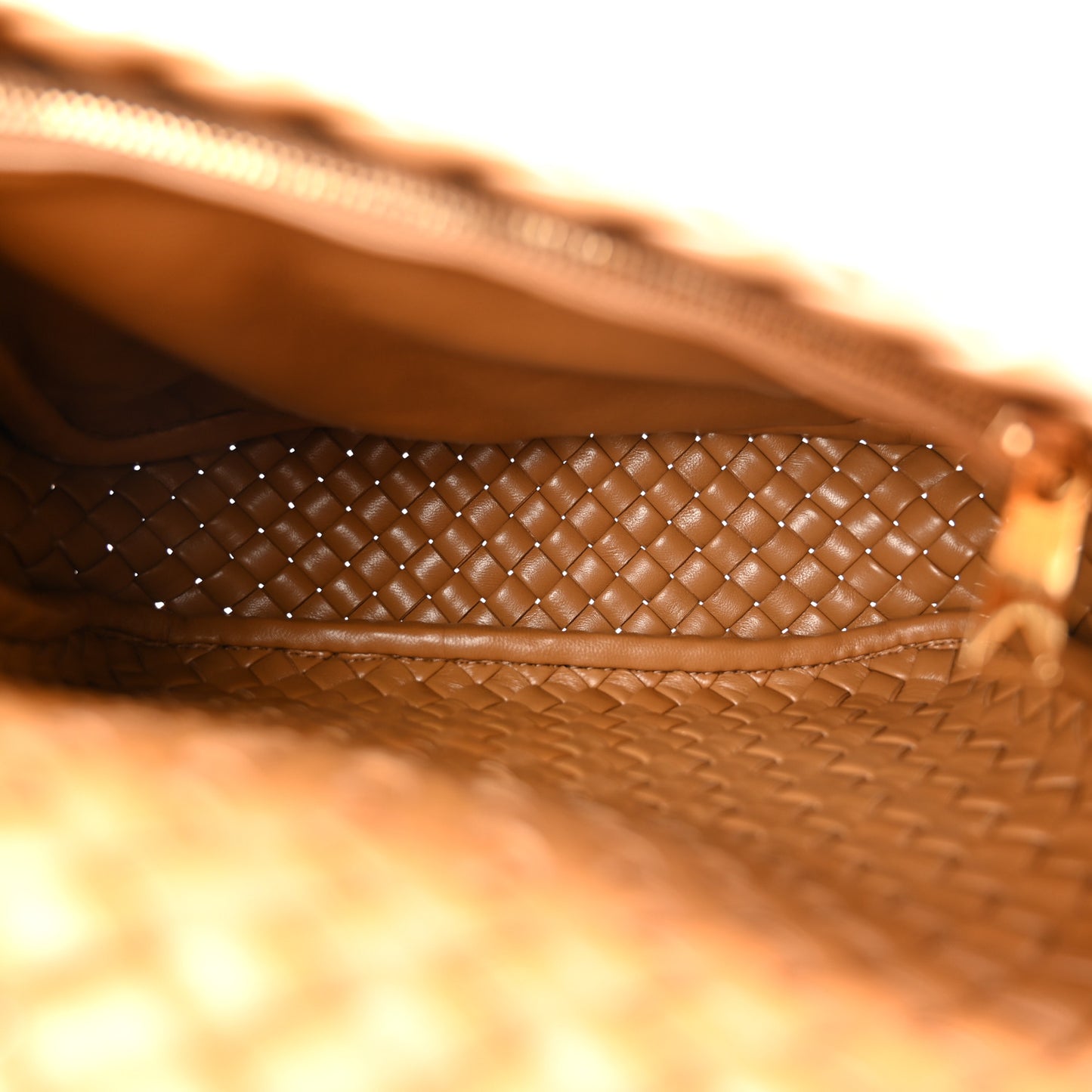 Nappa Intreccicio Padded Small Cobble Shoulder Bag Caramel