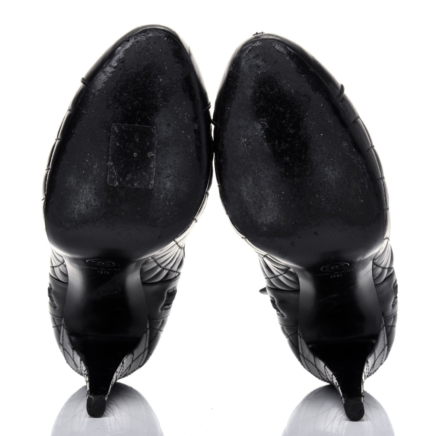 Lambskin Quilted CC Booties 39 Black