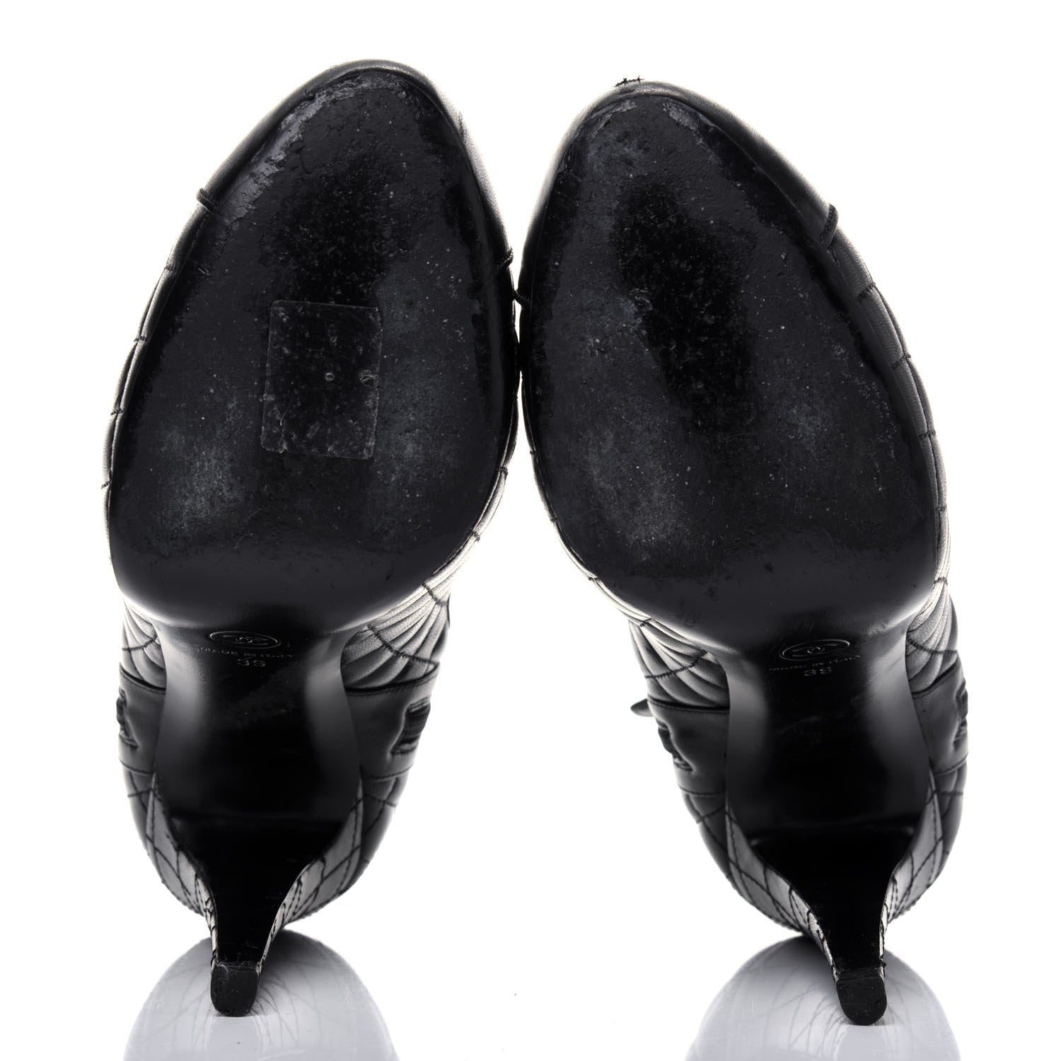 Chanel Lambskin Quilted CC Booties 39 Black 5 of 12