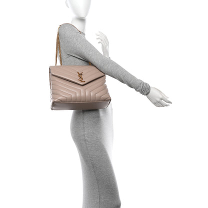 Saint Laurent Calfskin Y Quilted Monogram Medium Loulou Chain Satchel Light Natural 2 of 11