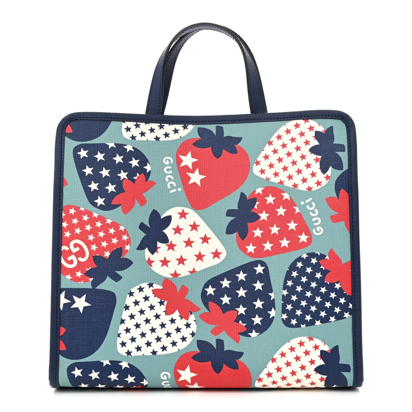 Coated Canvas Strawberry Stars Childrens Tote Red White Blue