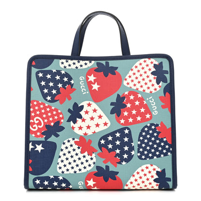 Gucci Coated Canvas Strawberry Stars Childrens Tote Red White Blue 1 of 10