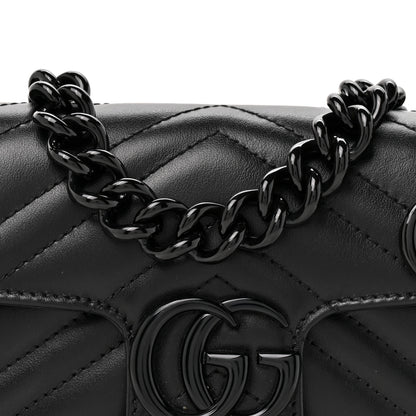 Gucci Calfskin Matelasse Monochrome GG Marmont Chain Belt Bag Black 7 of 9