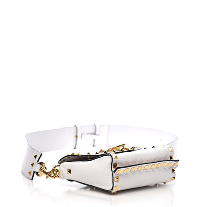 Valentino Garavani Grainy Calfskin Small Rockstud Hype Shoulder Bag White 4 of 9
