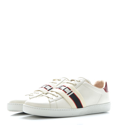 Gucci Calfskin Stripe Womens New Ace Sneakers 41 New Mystic White Ecru Red Flame 2 of 11