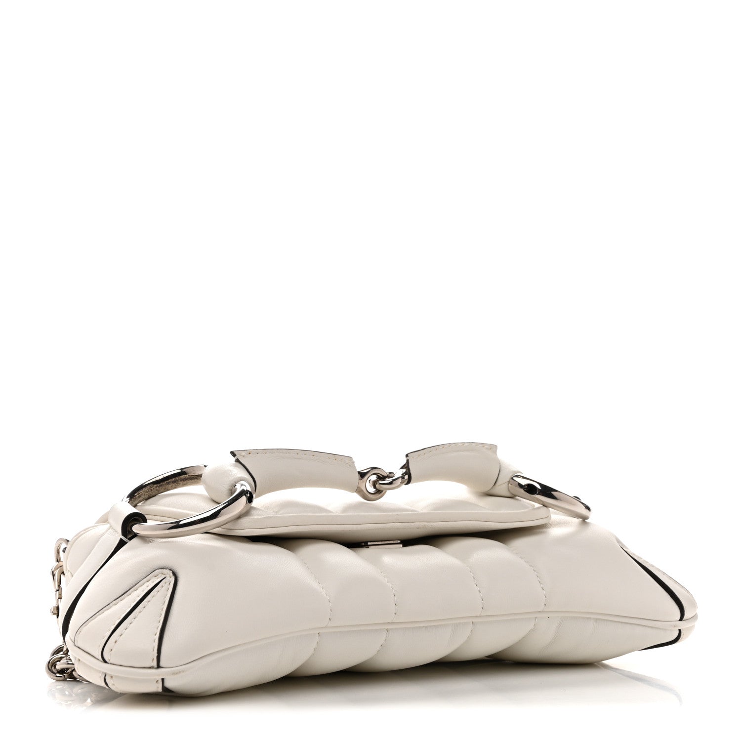 Gucci Nappa Vertical Matelasse Small Maxi Horsebit Chain Shoulder Bag Great White 4 of 15