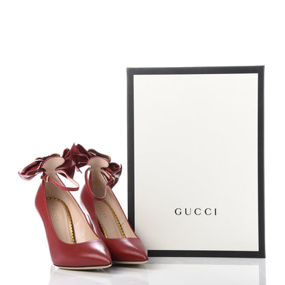 Gucci Nappa Queen Margaret Pumps 35.5 Hibiscus Red 9 of 9