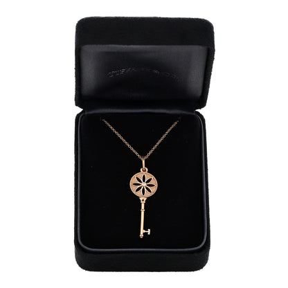 Tiffany 18K Rose Gold Diamond Small Daisy Key Pendant Necklace 4 of 4