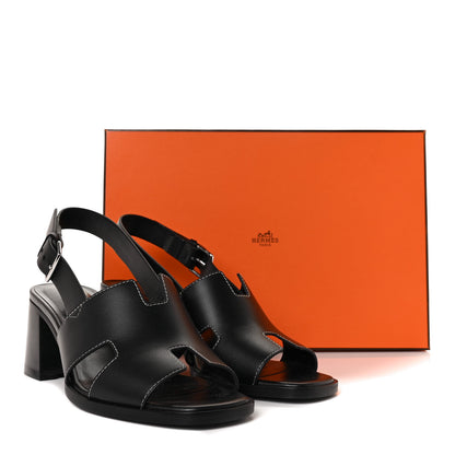 Hermes Calfskin Elbe 60 Sandals 38 Black 9 of 9
