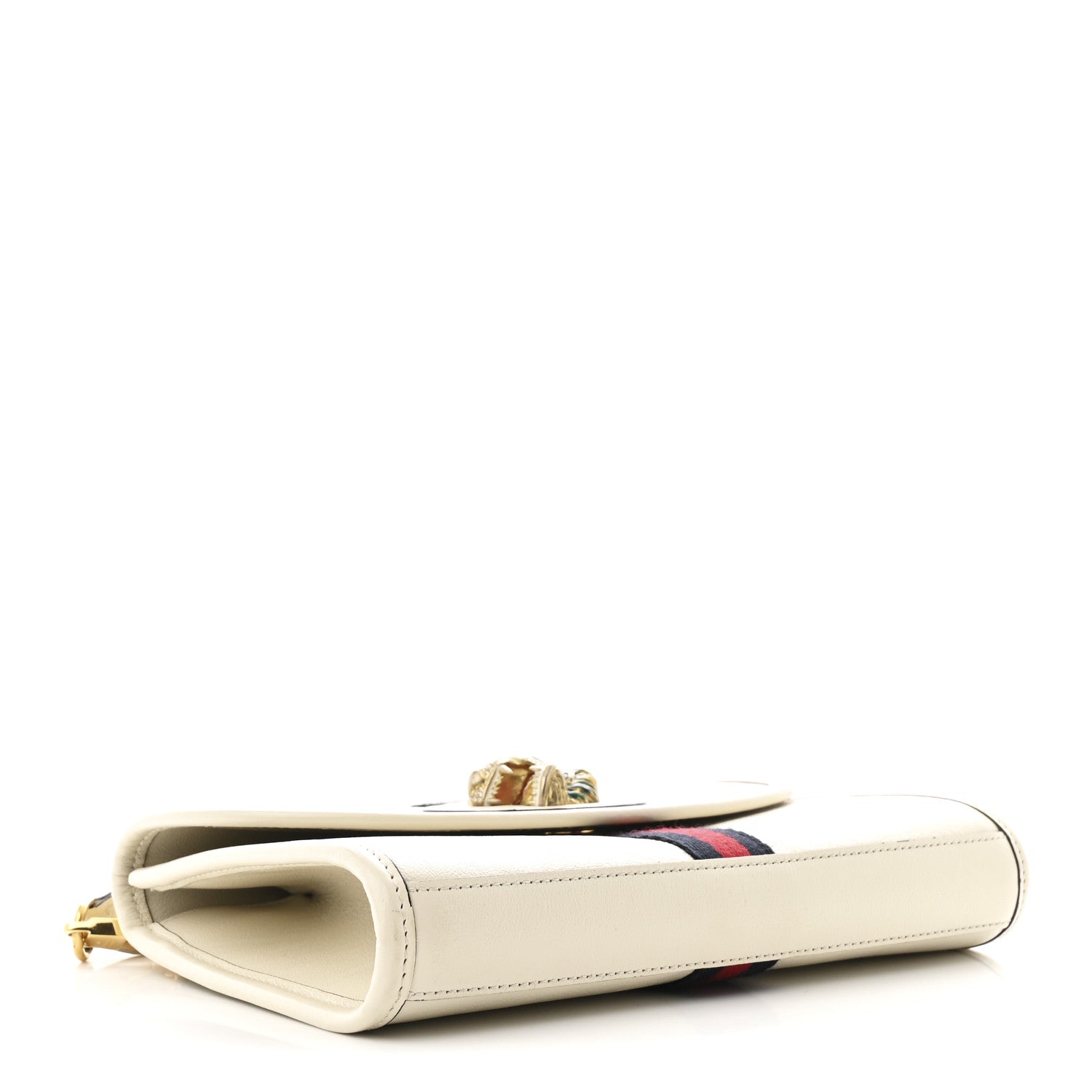 Gucci Textured Calfskin Web Small Rajah Slim Flap Shoulder Bag Mystic White 3 of 12