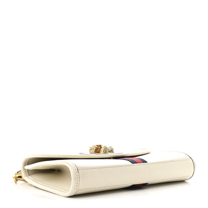 Gucci Textured Calfskin Web Small Rajah Slim Flap Shoulder Bag Mystic White 3 of 12