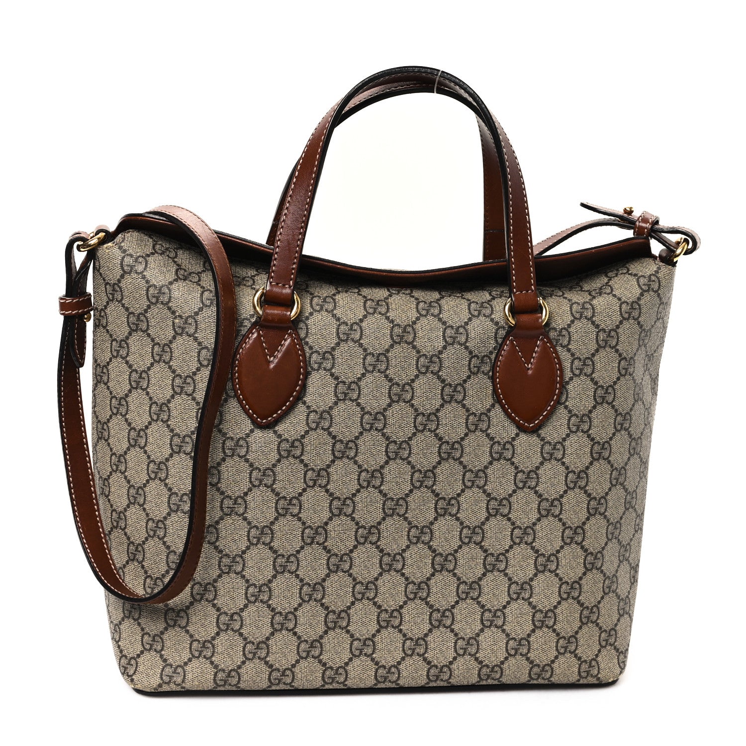 Gucci GG Supreme Monogram Linea A Foldover Tote Brown 1 of 13