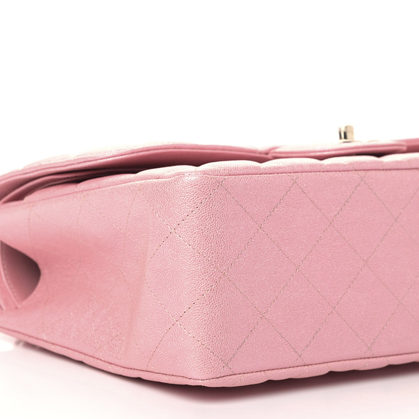 Iridescent Caviar Quilted Jumbo Double Flap Rose Pink