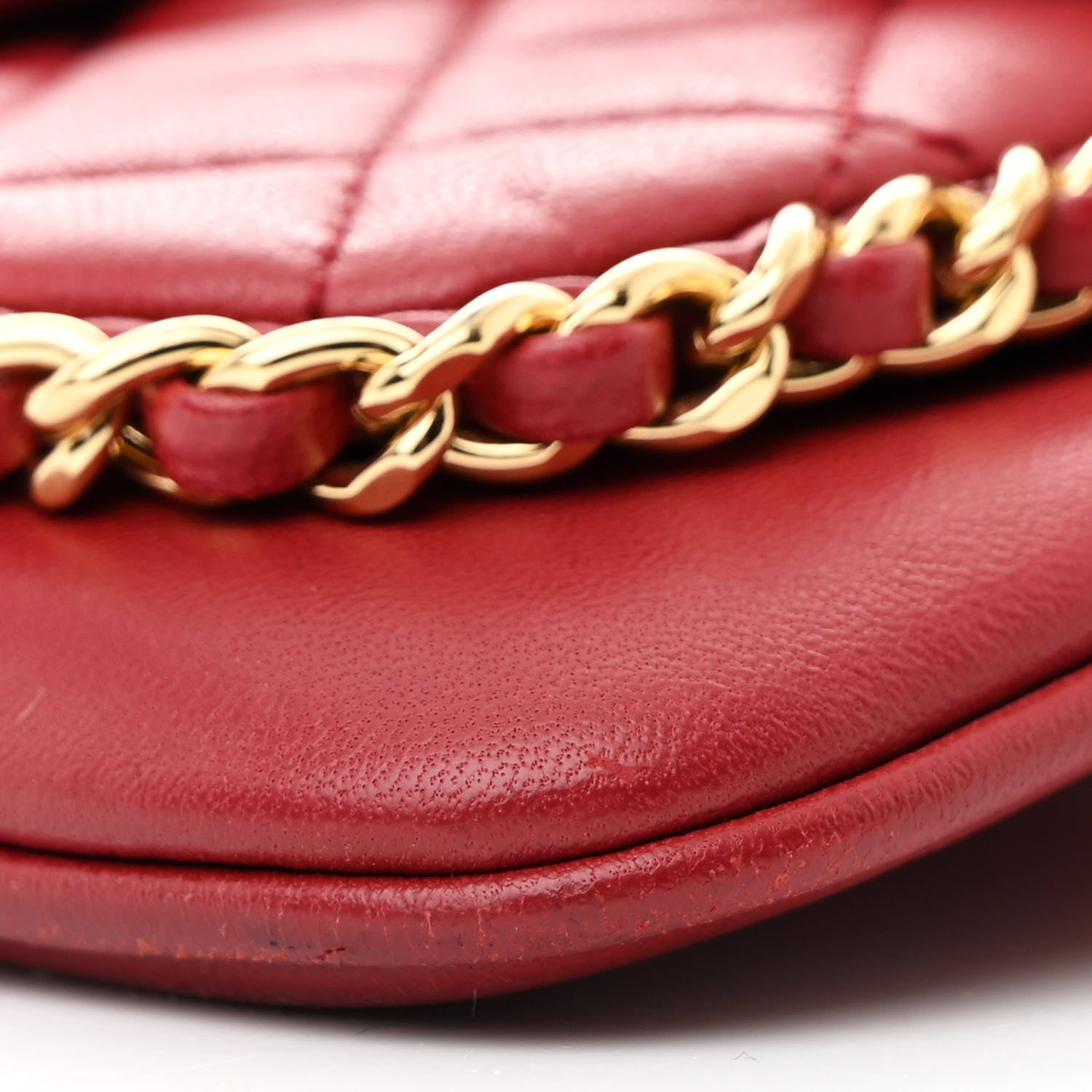 Chanel Lambskin Quilted CC Unchained Crossbody Red 10 of 12