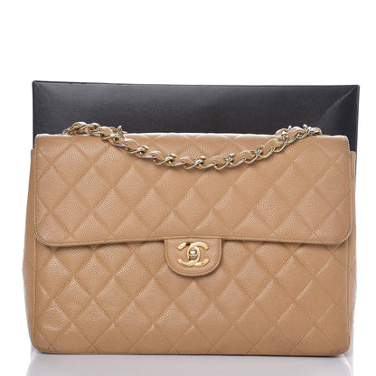 Chanel Caviar Quilted Jumbo Single Flap Beige 18 of 18