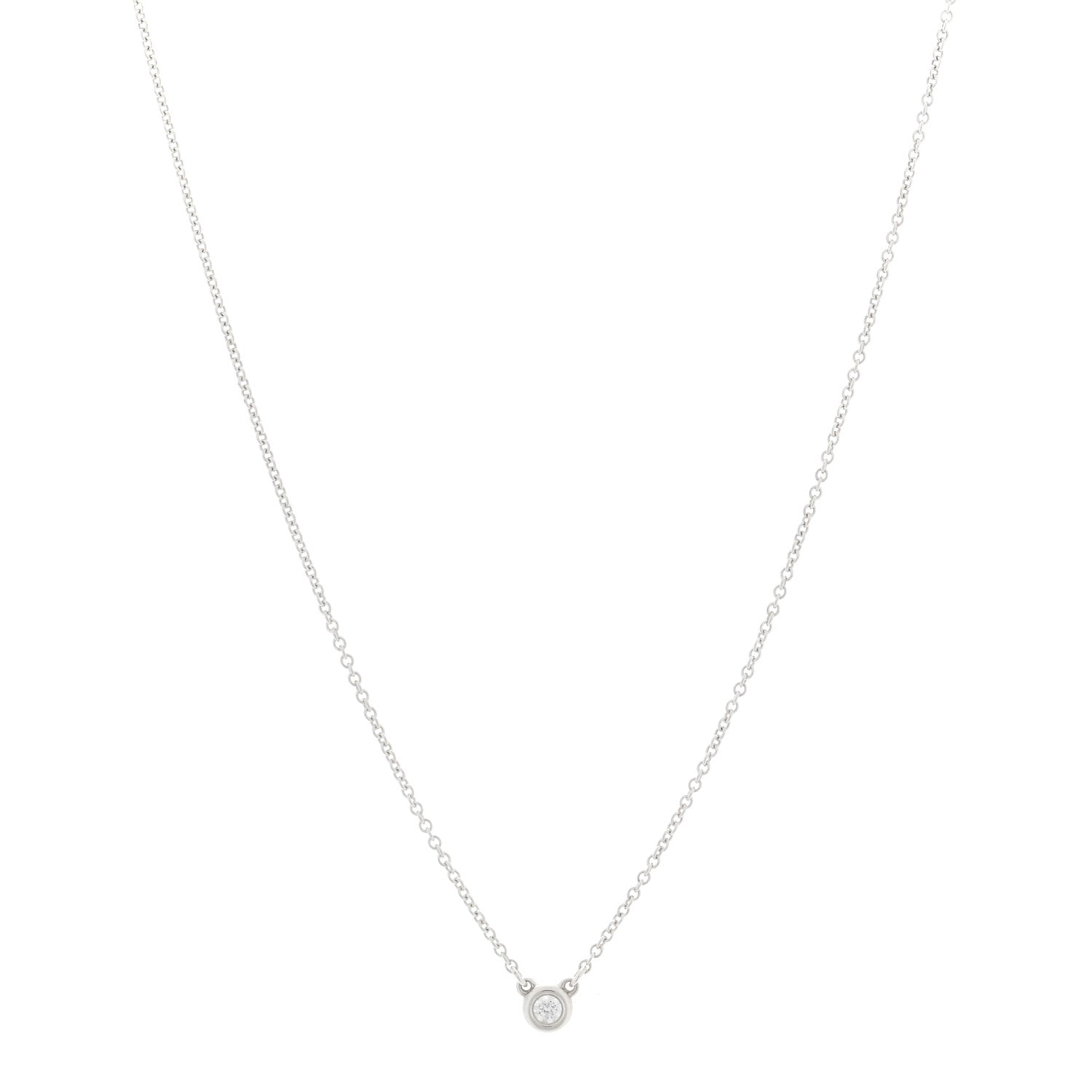 Tiffany Sterling Silver Diamond .05ct Elsa Peretti Diamonds by the Yard Pendant Necklace 1 of 4