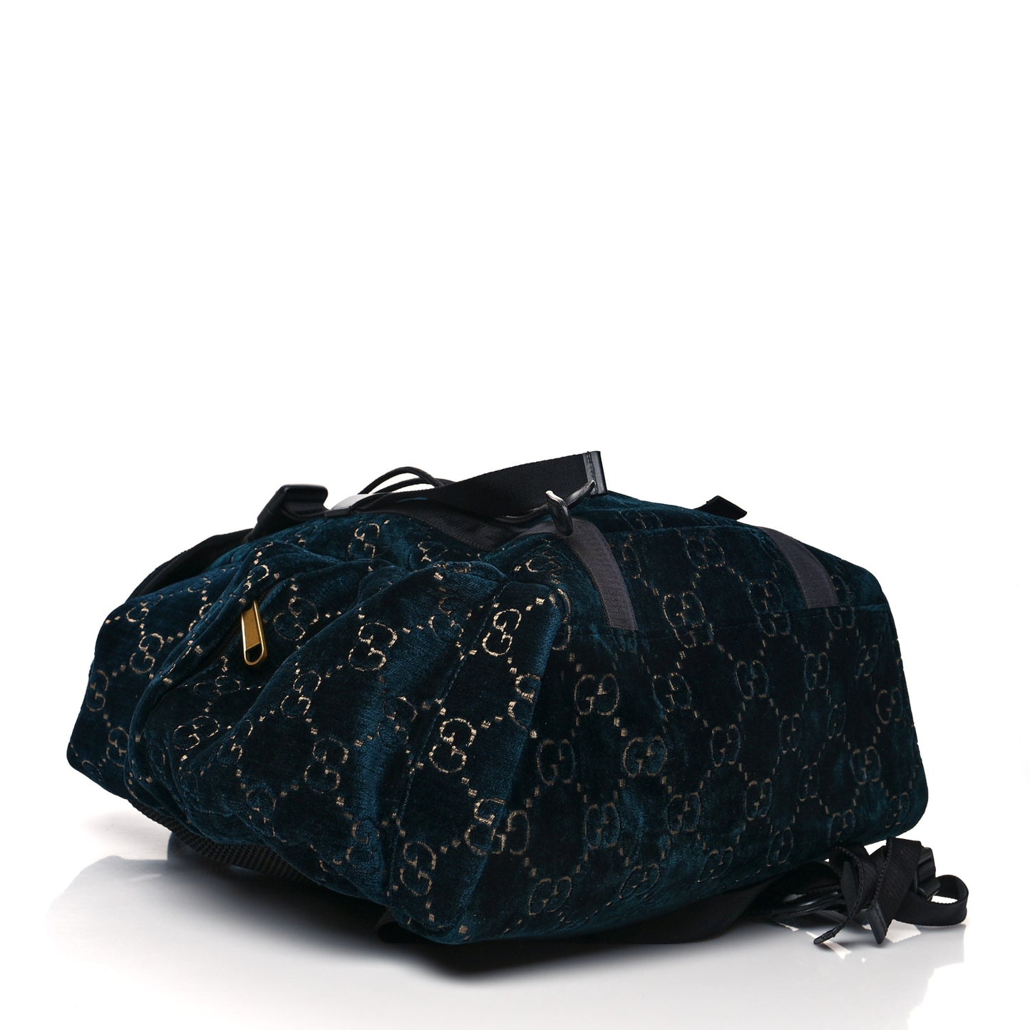Velvet GG Monogram Web Medium Double Buckle Backpack Blue Beige Black