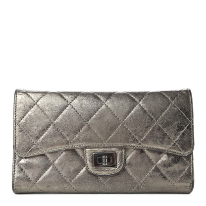 Chanel Metallic Aged Calfskin Quilted Reissue Long Flap Wallet Dark Silver 1 of 7