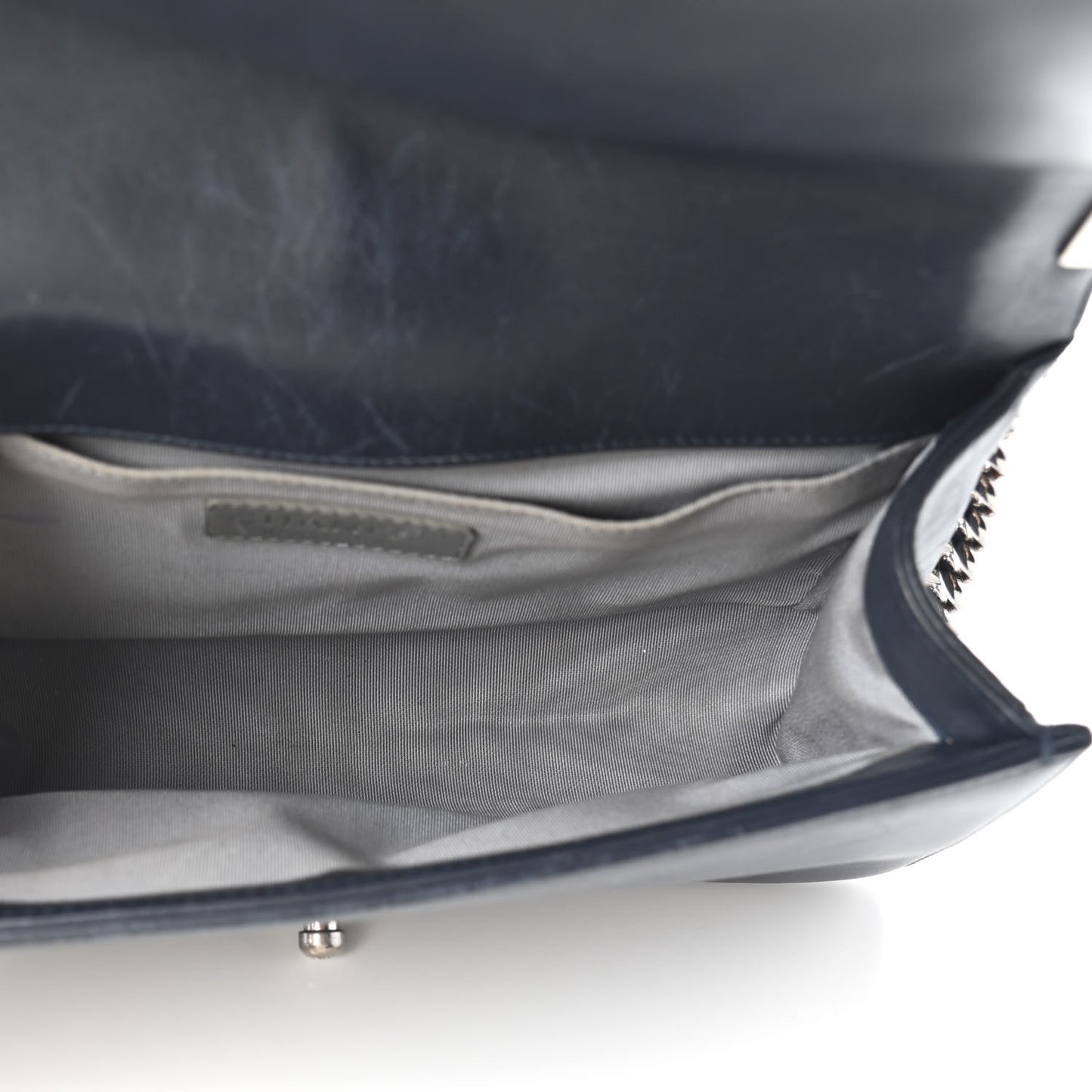 Calfskin Chevron Medium Boy Flap Navy