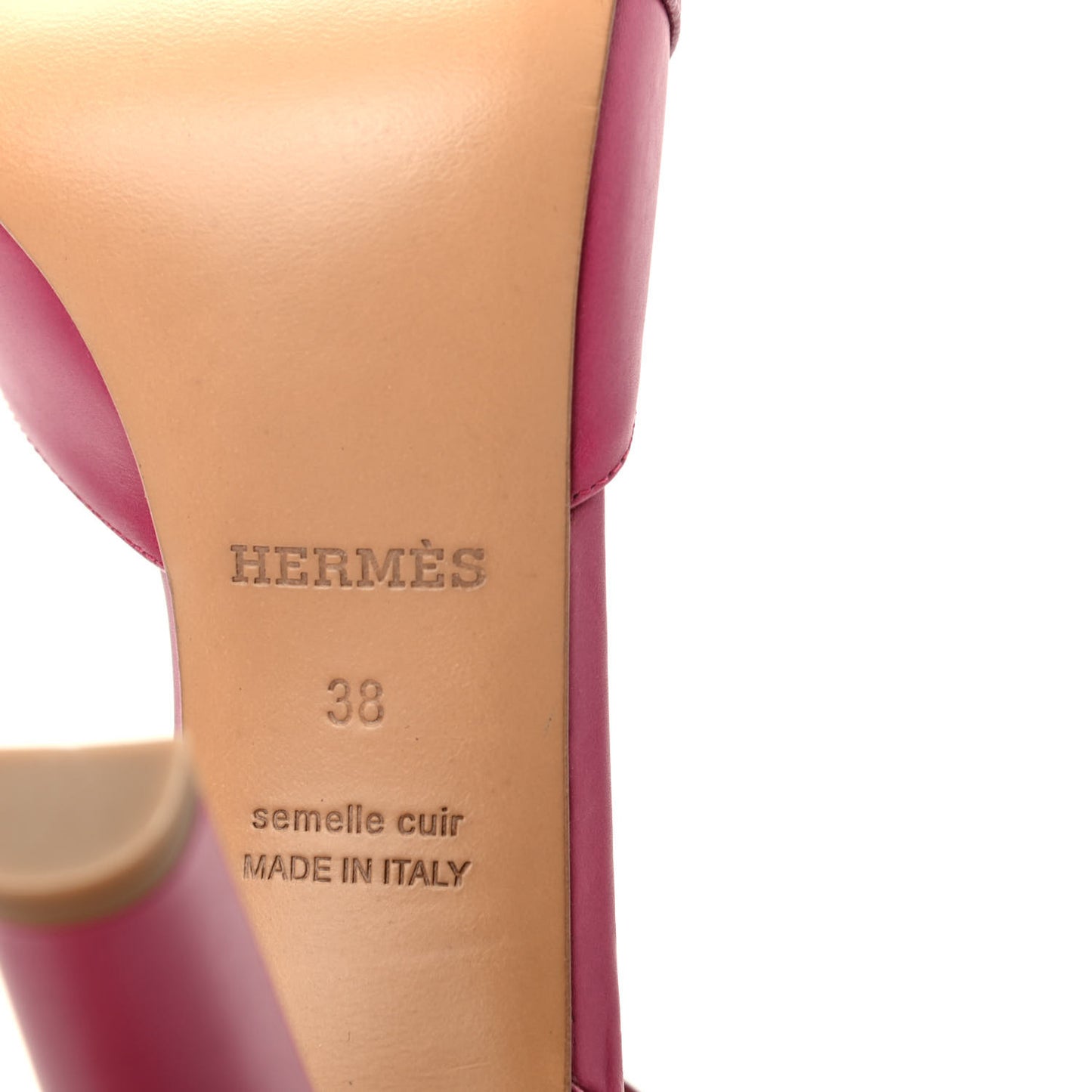Calfskin Epsom Krystal Sandals 38 Fuchsia