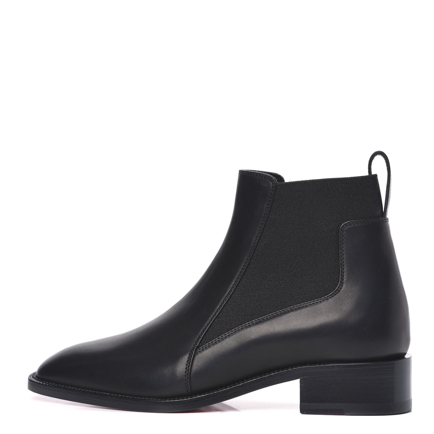 Christian Louboutin Calfskin Ingrassato Womens Marmada Flat Chelsea Boots 34.5 Black 1 of 7