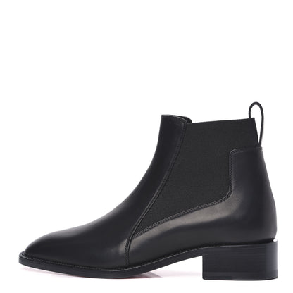 Christian Louboutin Calfskin Ingrassato Womens Marmada Flat Chelsea Boots 34.5 Black 1 of 7