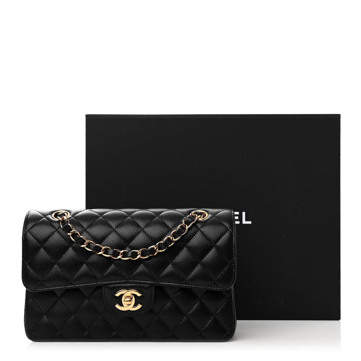 Caviar Quilted Small Double Flap Black