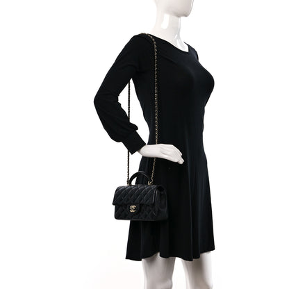 Chanel Lambskin Quilted Mini Top Handle Rectangular Flap Black 2 of 10