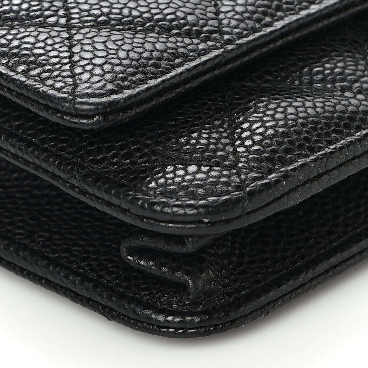 Caviar Quilted Golden Class Wallet On Chain WOC Black