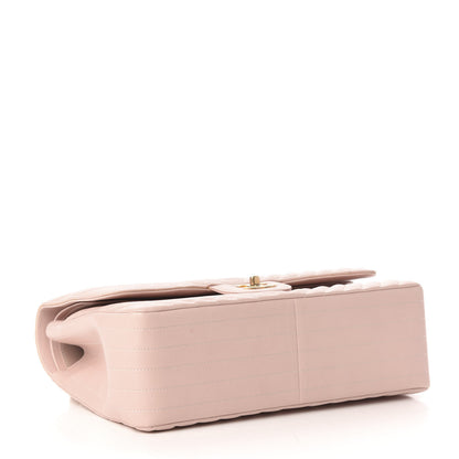 Chanel Calfskin Chevron Quilted Jumbo Double Flap Light Pink 4 of 15