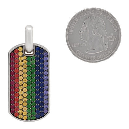 David Yurman Sterling Silver Ruby Sapphire Tsavorite 35mm Chevron Tag Pendant 2 of 3