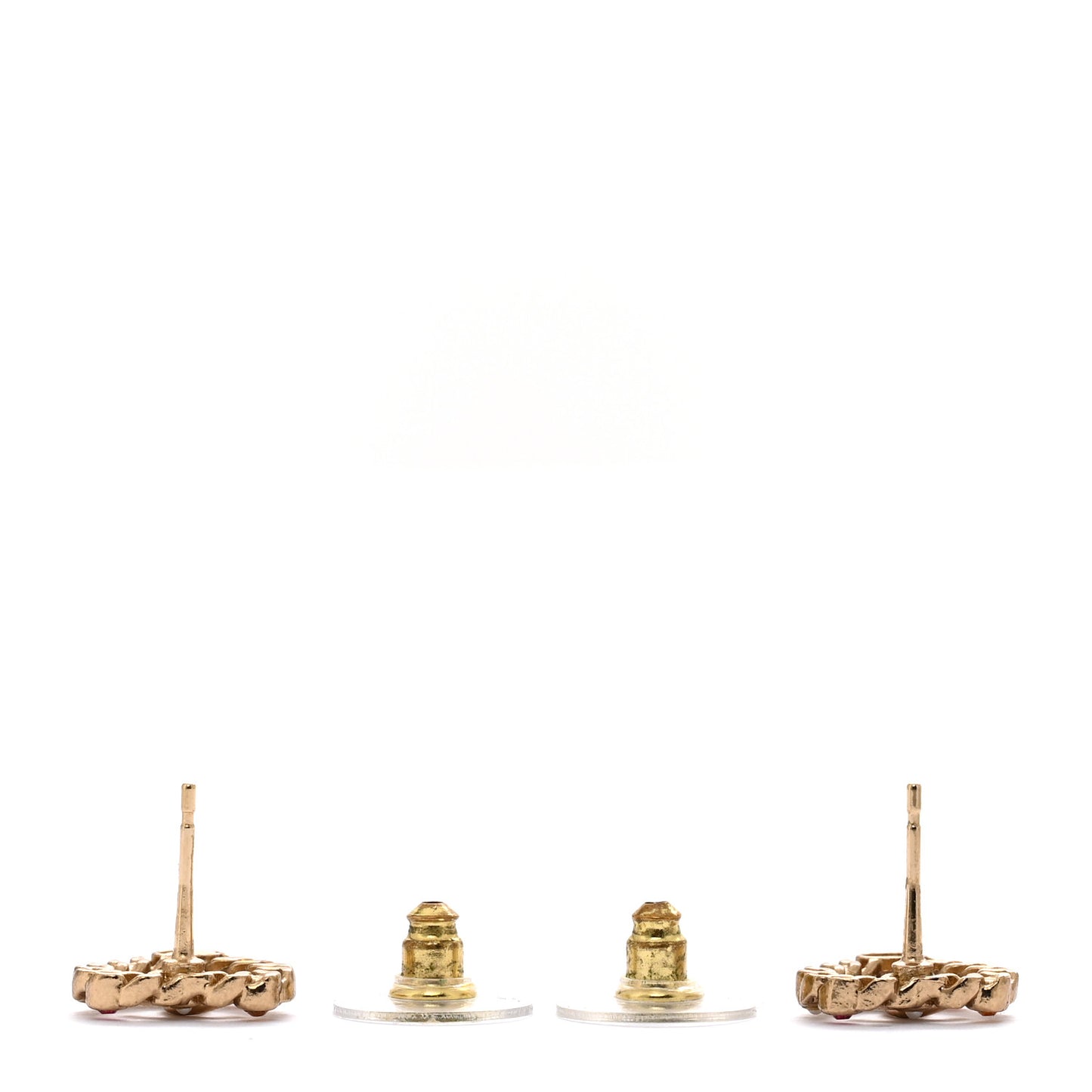 Pearl Crystal CC Heart Earrings Gold Multicolor
