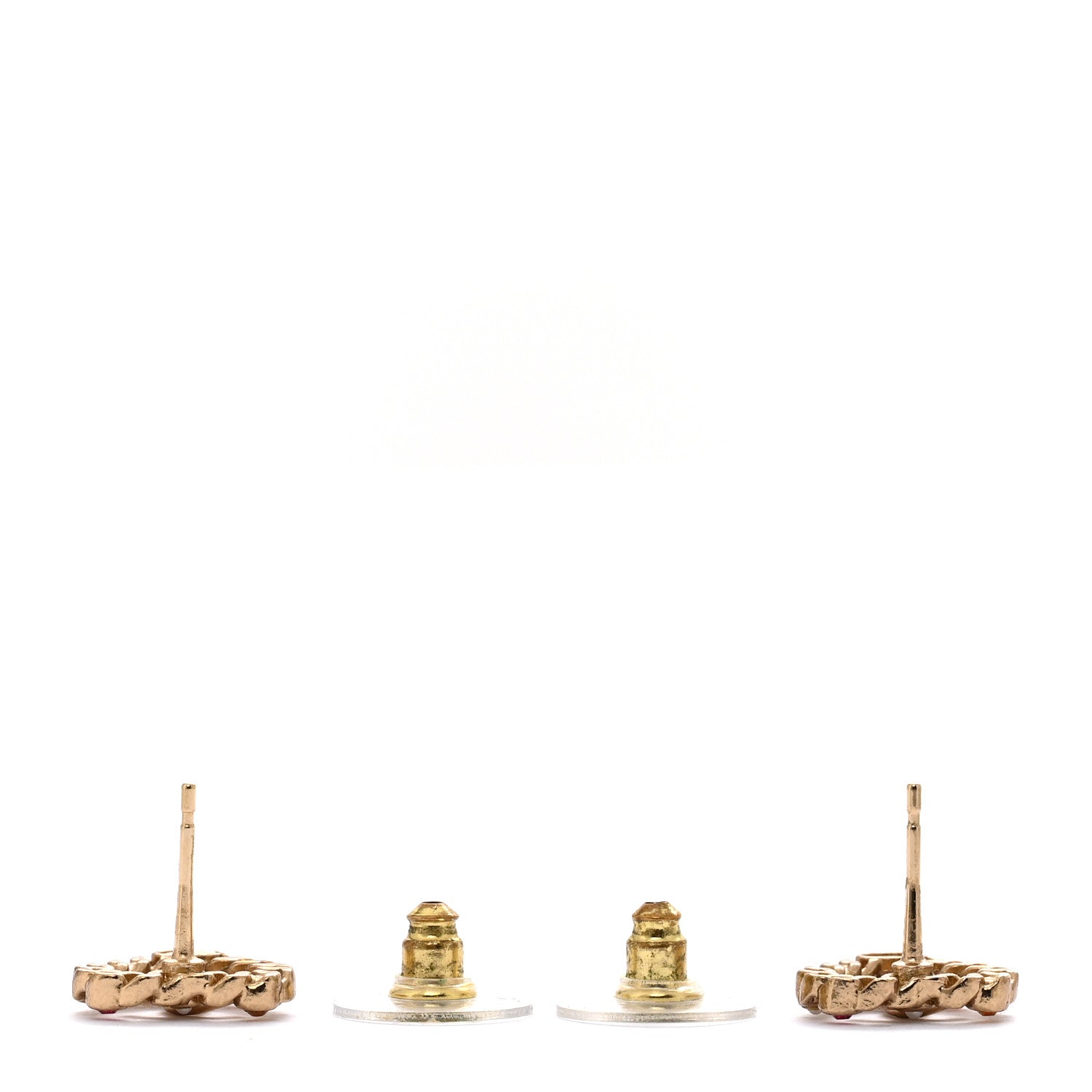 Chanel Pearl Crystal CC Heart Earrings Gold Multicolor 3 of 5
