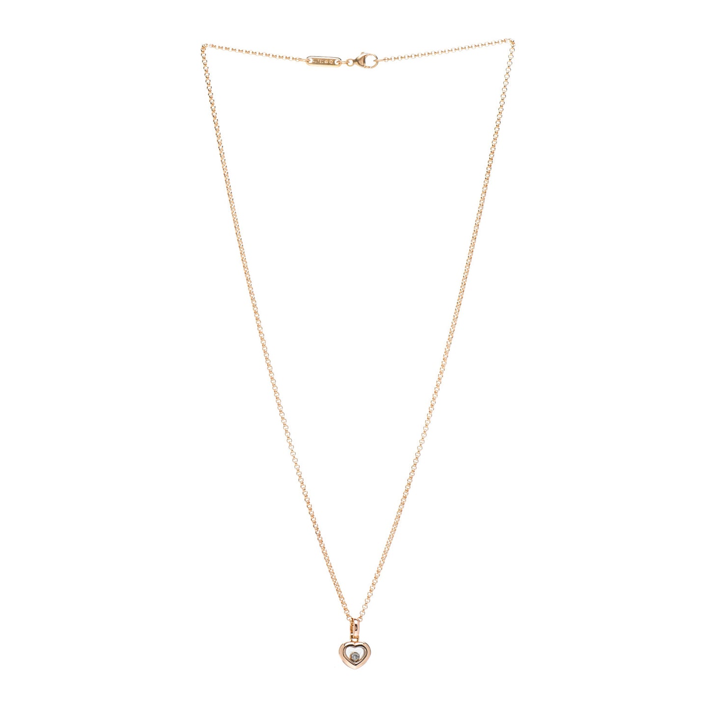 18K Yellow Gold Diamond Happy Diamonds Icons Floating Heart Pendant Necklace