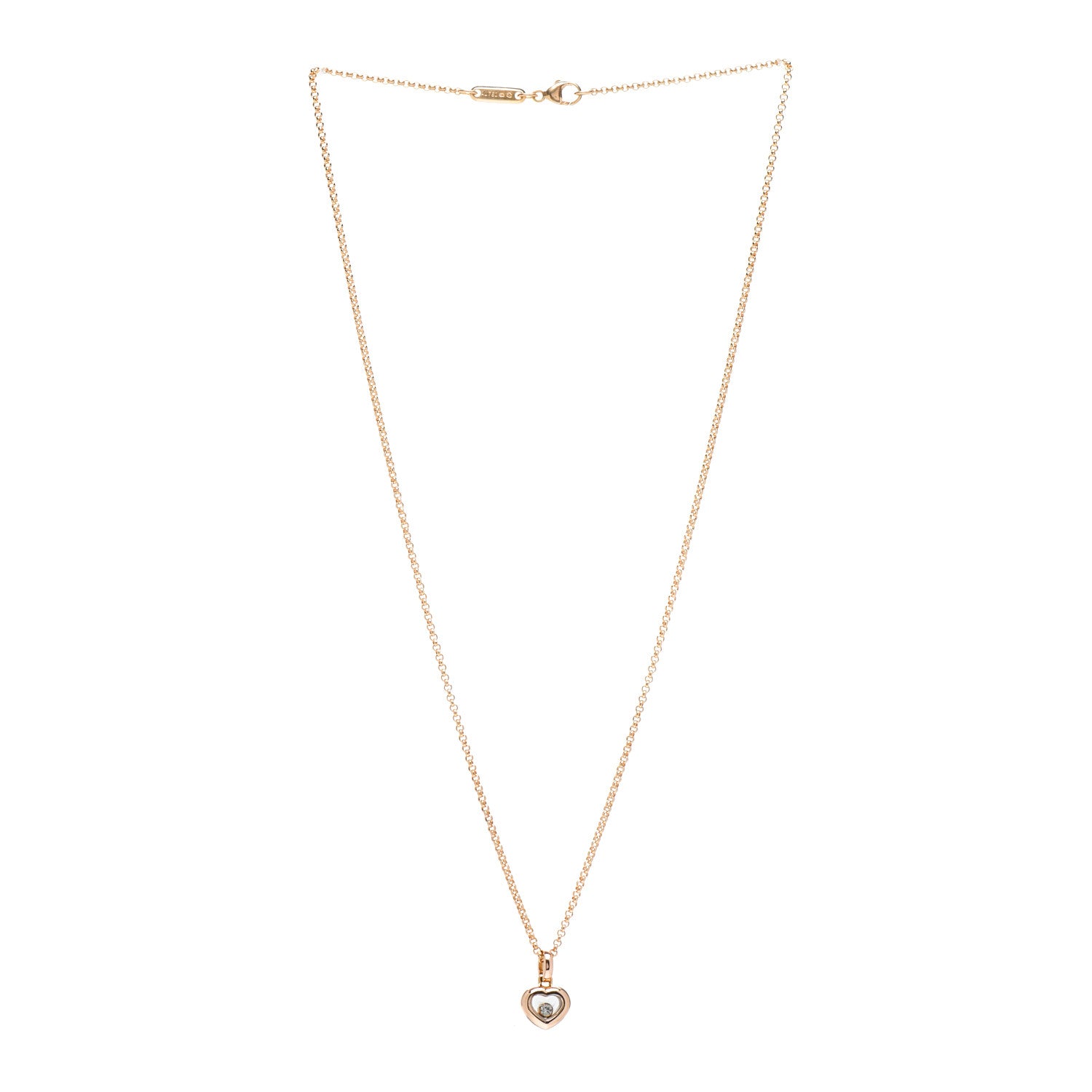 Chopard 18K Yellow Gold Diamond Happy Diamonds Icons Floating Heart Pendant Necklace 3 of 4