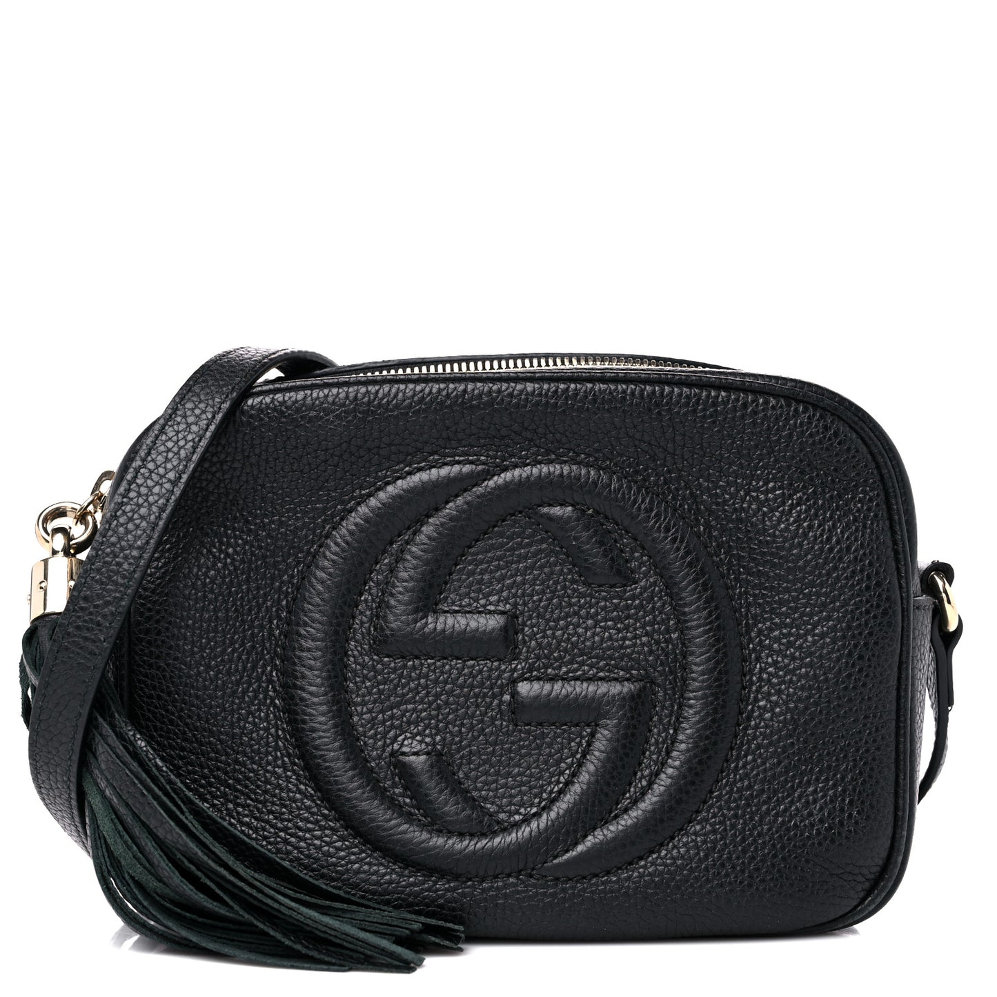 Pebbled Calfskin Small Soho Disco Bag Black